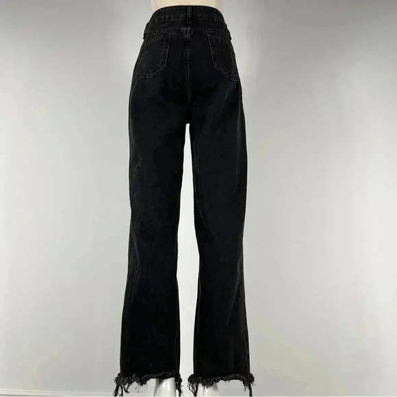 Shein raw hemmed jeans straight leg women size  M - Picture 7 of 11